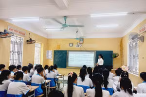 Giờ học tại Trường THPT Trần Quang Khải (Triệu Việt Vương, Hưng Yên). 