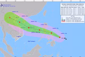 Dự báo vị trí và đường đi của Bão số 10.