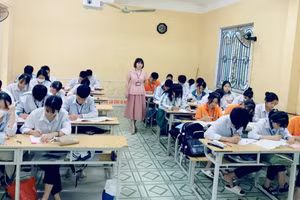 Giờ học tại Trường THPT Trần Quang Khải (Hưng Yên).
