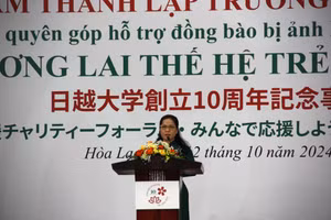 Thứ trưởng Bộ GD&ĐT Nguyễn Thị Kim Chi phát biểu tại buổi lễ.