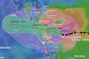 Bão số 5 là cơn bão mạnh, gây mưa nhiều trên diện rộng ở các địa phương thuộc miền Trung và miền Bắc. Ảnh: Hệ thống giám sát thiên tai Việt Nam.