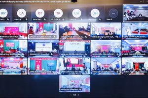 22 địa phương dự hội nghị trực tuyến về xây dựng các trường phổ thông nội trú liên cấp tiểu học và THCS tại các xã biên giới đất liền. Ảnh: Nguyễn Mạnh