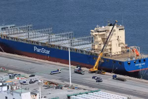 Tàu PanStar Acro đang neo đậu tại Cảng Bắc ở Busan, Hàn Quốc, ngày 20/8/2026.