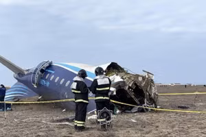 Hiện trường vụ tai nạn máy bay của hãng hàng không Azerbaijan Airlines, ngày 25/12/2024.