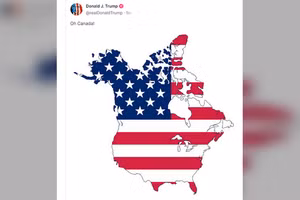 Ông Trump đăng bản đồ chứng minh Canada là lãnh thổ của Mỹ.