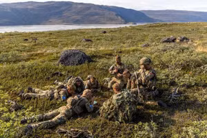 Lính nghĩa vụ Đan Mạch thực hành kỹ năng ẩn nấp trong quá trình huấn luyện ở Greenland, tháng 8/2026.