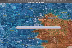 Sơ đồ chiến sự ở phía nam Donetsk, ngày 31/3/2025.