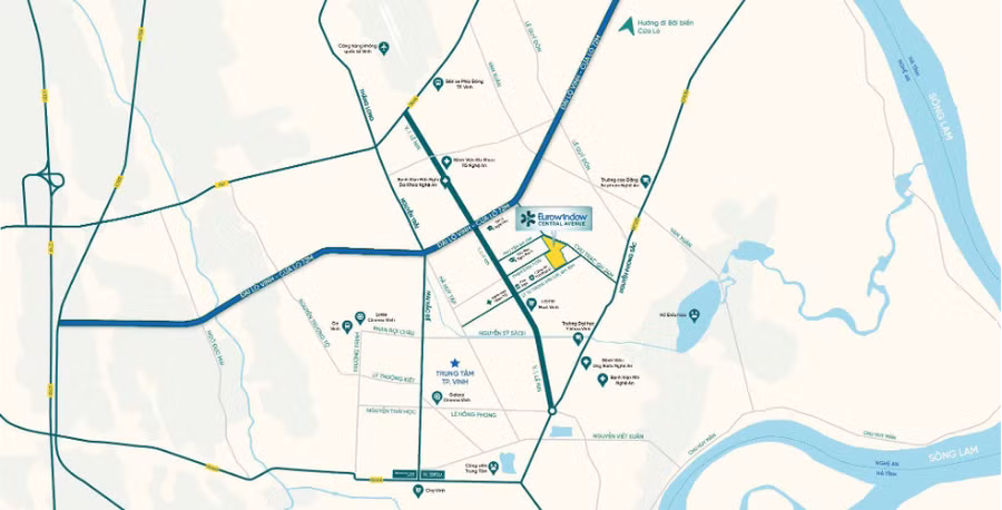 Khu đô thị Eurowindow Central Avenue tọa lạc tại trung tâm TP Vinh.