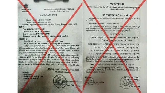 Văn bản giả mạo chữ ký, con dấu của Lãnh đạo Bộ Tài chính