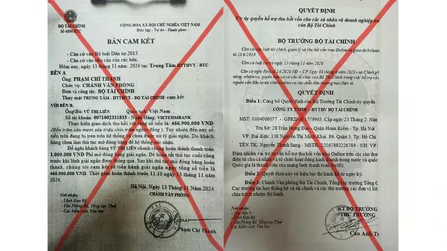 Văn bản giả mạo chữ ký, con dấu của Lãnh đạo Bộ Tài chính