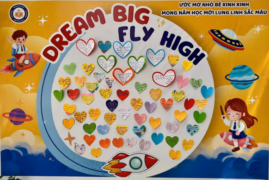 Bảng ‘Dream Big – Fly High’ ghi lại ước mơ và mục tiêu của học sinh