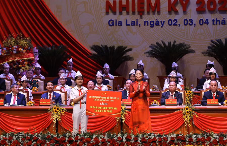 Đại hội tặng 60 sân chơi cho thiếu nhi trị giá 3 tỷ đồng.