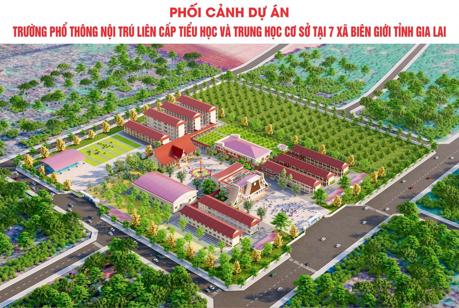 Dự án xây dựng hệ thống trường phổ thông nội trú liên cấp Tiểu học và Trung học cơ sở tại 7 xã biên giới tại Gia Lai với tổng mức đầu tư hơn 1.516 tỷ đồng.