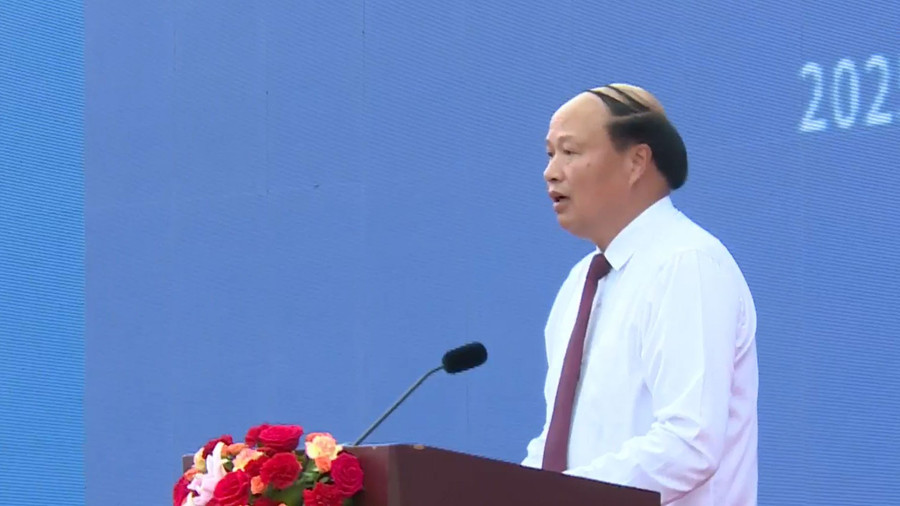 Phó Chủ tịch UBND tỉnh Cao Bằng Hoàng Văn Thạch phát biểu tại buổi lễ. (Ảnh: CBH) hoang-van-thach.jpg