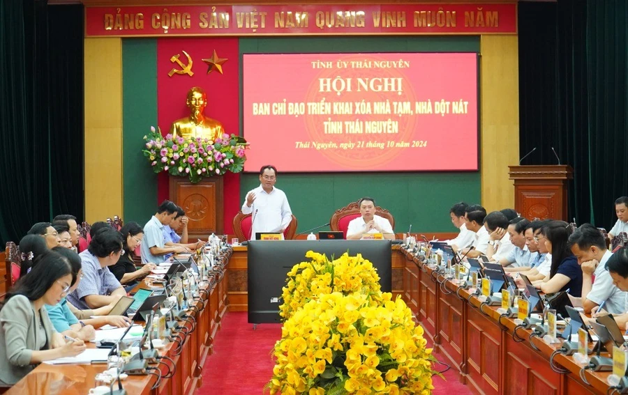 Hội nghị Ban Chỉ đạo triển khai xóa nhà tạm, nhà dột nát trên địa bàn tỉnh Thái Nguyên.