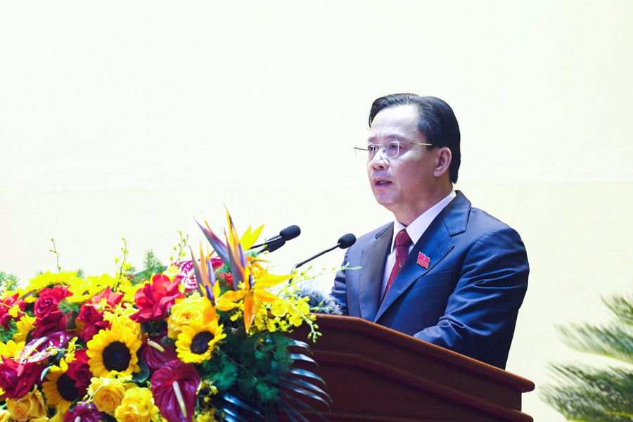Ông Hoàng Văn Nghiệm, Bí thư Tỉnh ủy Lạng Sơn phát biểu khai mạc Đại hội. ls1.jpg