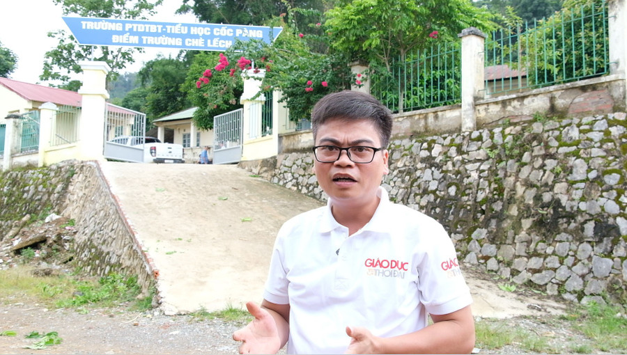 PV Báo GD-TĐ dẫn hiện trường tại Điểm trường Chè Lếch, Trường PTDTBT Tiểu học Cốc Pàng. pv-giao-duc-thoi-dai-tai-che-lech.jpg