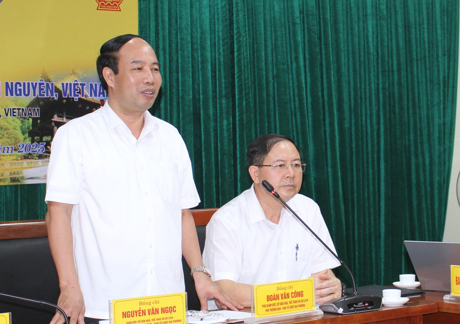 Ông Nguyễn Văn Ngọc, Giám đốc Sở Văn hóa Thể thao và Du lịch tỉnh Thái Nguyên phát biểu tại cuộc họp báo. 2.jpg