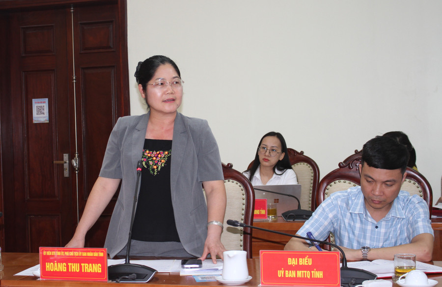 Bà Hoàng Thu Trang, Ủy viên Ban Thường vụ Tỉnh ủy, Phó Chủ tịch UBND tỉnh Thái Nguyên phát biểu tại chương trình. hd1.jpg