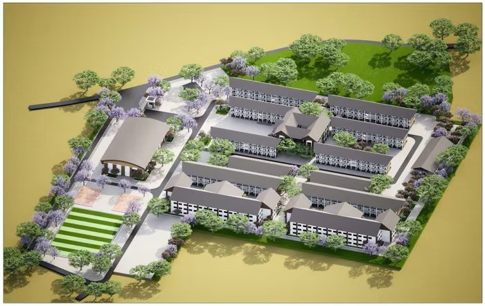 Phối cảnh công trình trường phổ thông nội trú liên cấp tại các xã biên giới đất liền. Nguồn: Bộ Xây dựng