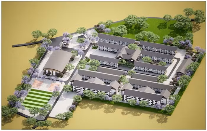 Phối cảnh công trình trường phổ thông nội trú liên cấp tại các xã biên giới đất liền. Nguồn: Bộ Xây dựng