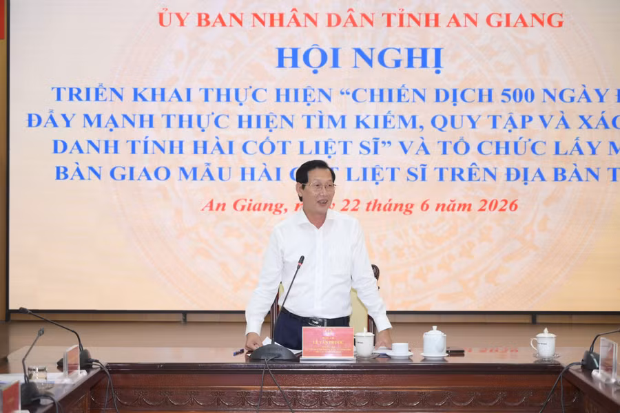 Ông Lê Văn Phước, Phó Chủ tịch UBND tỉnh An Giang, Trưởng Ban Chỉ đạo 515 tỉnh, chủ trì hội nghị.