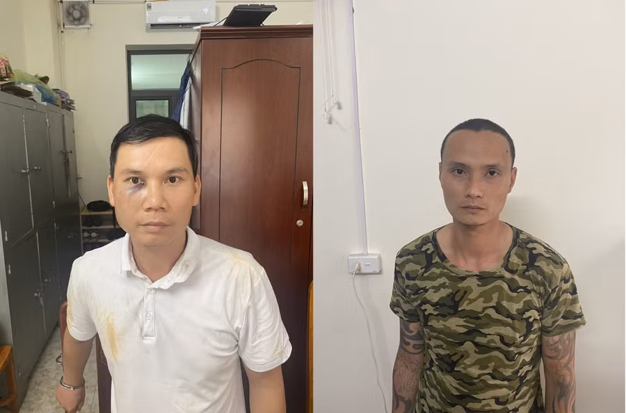 Đối tượng Đoàn Đức Cường và Nguyễn Công Thịnh (từ trái sang phải). Ảnh: Công an Quảng Ninh