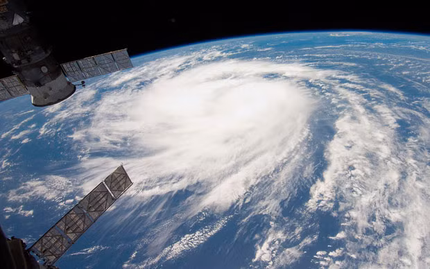 The swirl of Hurricane Katia seen from the International Space Station. Katia, a category 1 Hurricane, has weakened to a tropical storm but some restrengthening was forecast during the next 48 hours, the U.S. National Hurricane Centre said in its latest report 