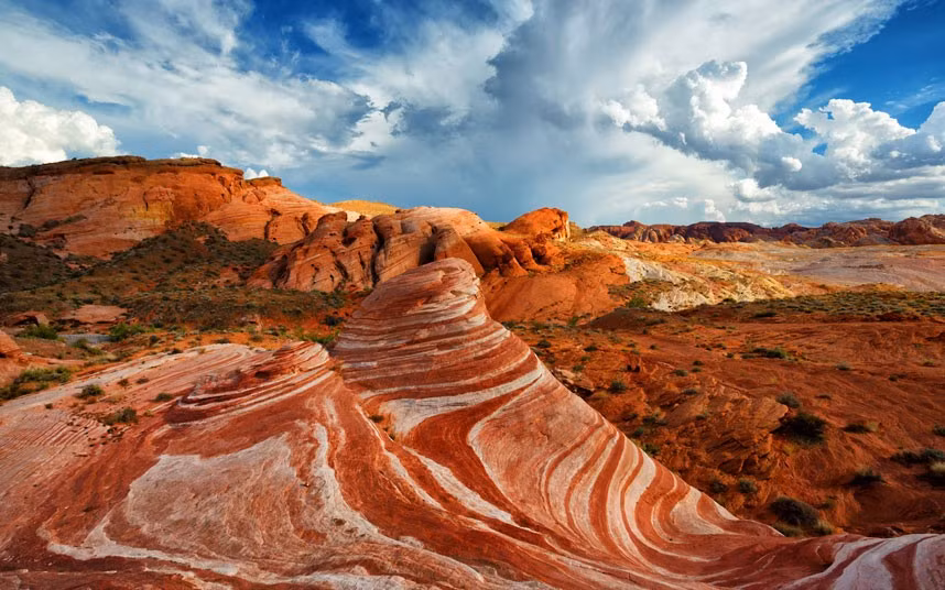 The Fire Wave sandstone formation in the Valley of Fire State Park, in Nevada, with its swirls and stripes in shades of red, pink, brown and cream, looks like a mountain range covered in rashers of uncooked bacon. Photographer Eddie Lluisma snapped the rock formation, which is about 40 feet long and located 50 miles north of Las Vegas.