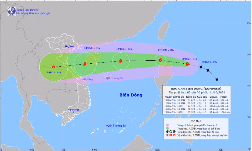 Hình ảnh vệ tinh cơn bão Kompasu.
