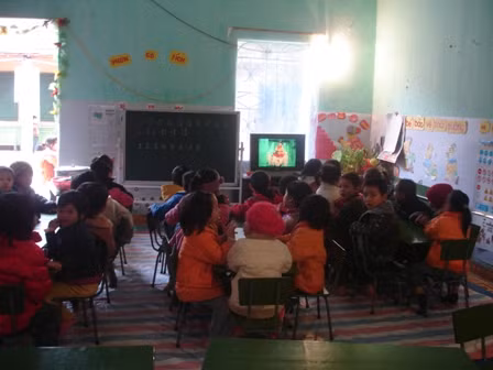 Trong 1 lớp học tại Trường mầm non Hữu Bằng