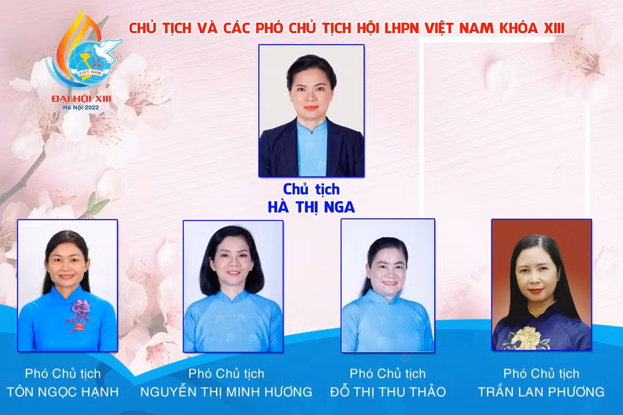 Chủ tịch và các Phó chủ tịch Trung ương Hội Liên hiệp Phụ nữ Việt Nam khoá XIII.