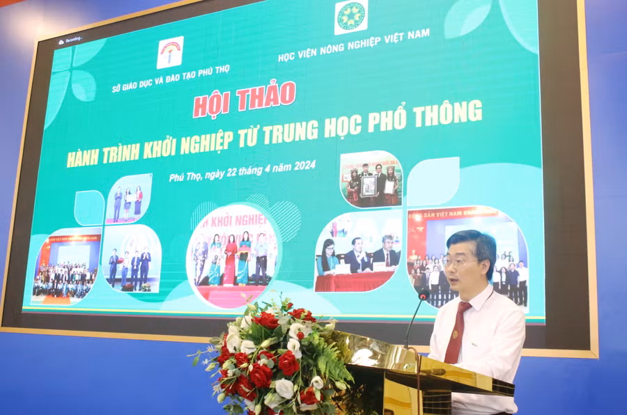 TS Nguyễn Công Tiệp - Phó Giám đốc Học viện Nông nghiệp Việt Nam phát biểu tại hội thảo.