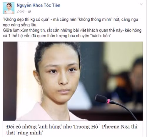 Chia sẻ của Tóc Tiên trên trang cá nhân, ảnh chụp màn hình