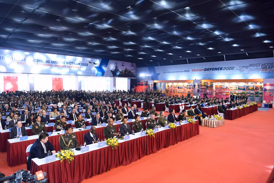 Quang cảnh lễ khai mạc Triển lãm Quốc phòng quốc tế Việt Nam 2022.