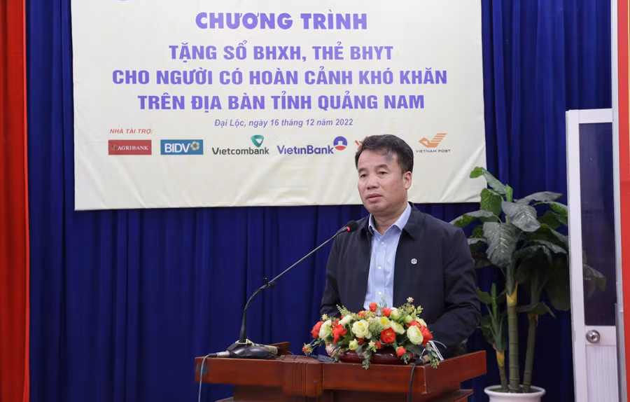 Tổng Giám đốc BHXH VN Nguyễn Thế Mạnh phát biểu. Ảnh: BHXH VN cung cấp.