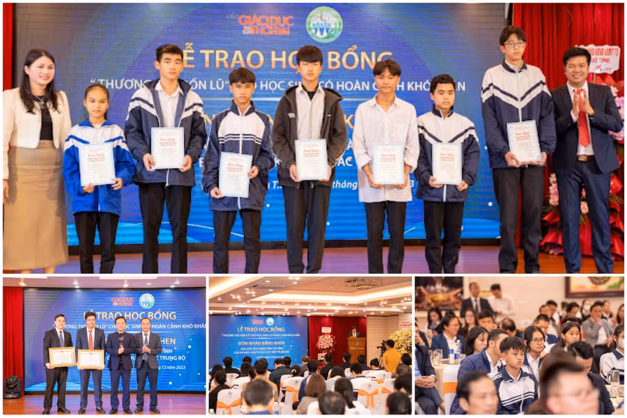 Văn phòng Báo GD&TĐ trao học bổng "Thương trò rốn lũ" đến 38 em học sinh trên địa bàn.