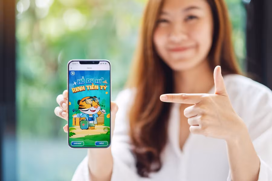 Hình thức tích hợp game trên app ngân hàng số được cho là cách thức thu hút khách hàng hiệu quả. Hình thức tích hợp game trên app ngân hàng số được cho là cách thức thu hút khách hàng hiệu quả.