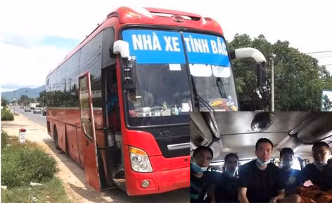 Chiếc xe chở 5 người Trung Quốc nhập cảnh trái phép di chuyển từ Bắc Giang vào TP. Hồ Chí Minh bị bắt giữ.