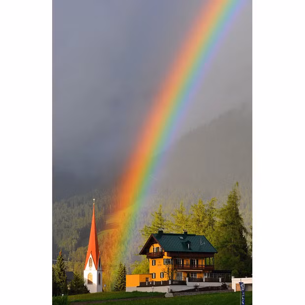A rainbow is seen over the Tyrolian village of Seefeld in Austria, where the Dutch football team have their training camp prior to the FIFA World Cup 2010 in South Africa