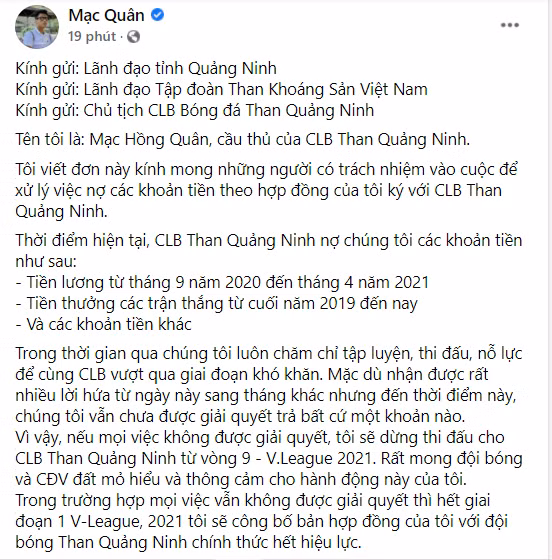 Tâm thư của Mạc Hồng Quân