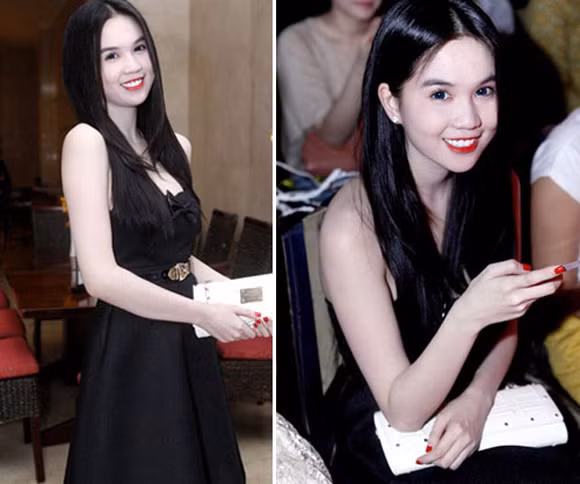Gương mặt dễ thương, hiền dịu của Ngọc Trinh rất ăn ý với tóc thẳng.