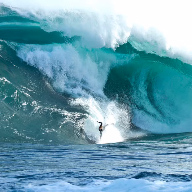 Những hình ảnh ấn tượng trong tuần ảnh 3 James McKeen falls off his surfboard while trying to ride an 8-metre wave at Shipstern Bluff