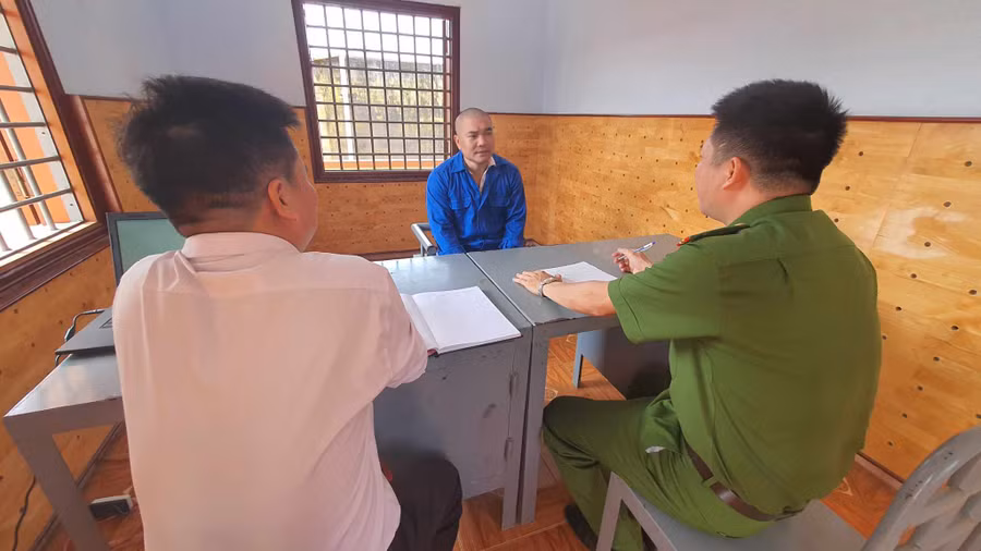 Lê Văn Quyết tại cơ quan Công an. (Ảnh: TT)