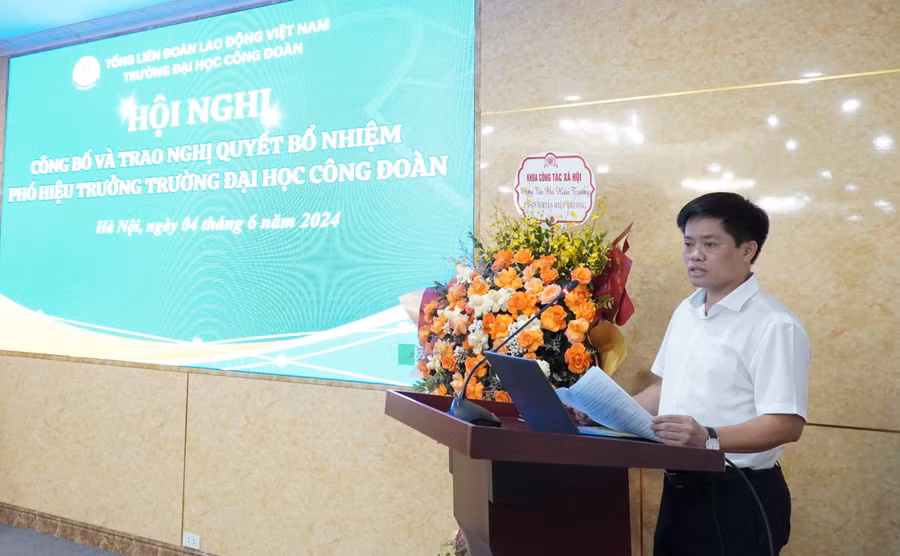 PGS.TS Nguyễn Hiệp Thương phát biểu nhậm chức. PGS.TS Nguyễn Hiệp Thương phát biểu nhậm chức.