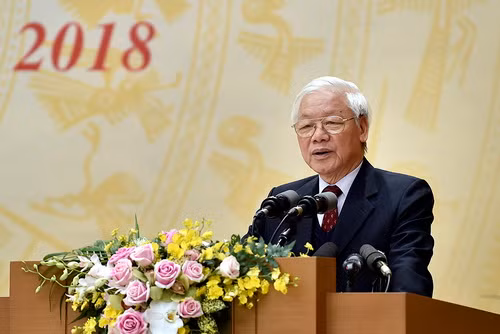 Tổng Bí thư, Chủ tịch nước Nguyễn Phú Trọng phát biểu tại hội nghị Tổng Bí thư, Chủ tịch nước Nguyễn Phú Trọng phát biểu tại hội nghị