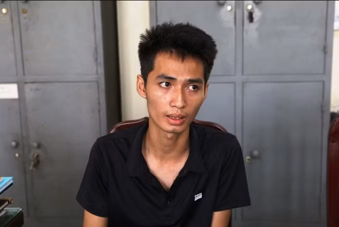 Đối tượng Nguyễn Trường Giang tại cơ quan công an.