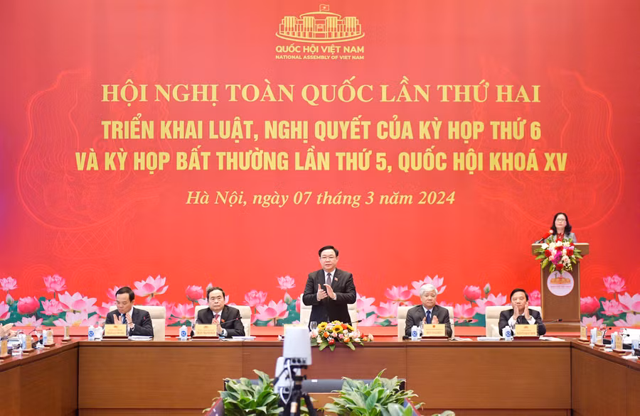 Chủ tịch Quốc hội Vương Đình Huệ chủ trì Hội nghị toàn quốc lần thứ hai triển khai luật, nghị quyết của Kỳ họp thứ 6 và Kỳ họp bất thường lần thứ 5, Quốc hội khóa XV.