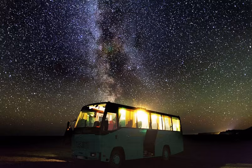 The Milky Way glows bright in the clear Icelandic sky. Photographer Iurie Belegurschi, 30, from Reykjavik, took advantage of the clear sky while taking 15 people on a photo tour around the south of Iceland. The group were hoping to see the Northern Lights, but ended up being treated to an even better sight - an incredibly bright Milky Way.