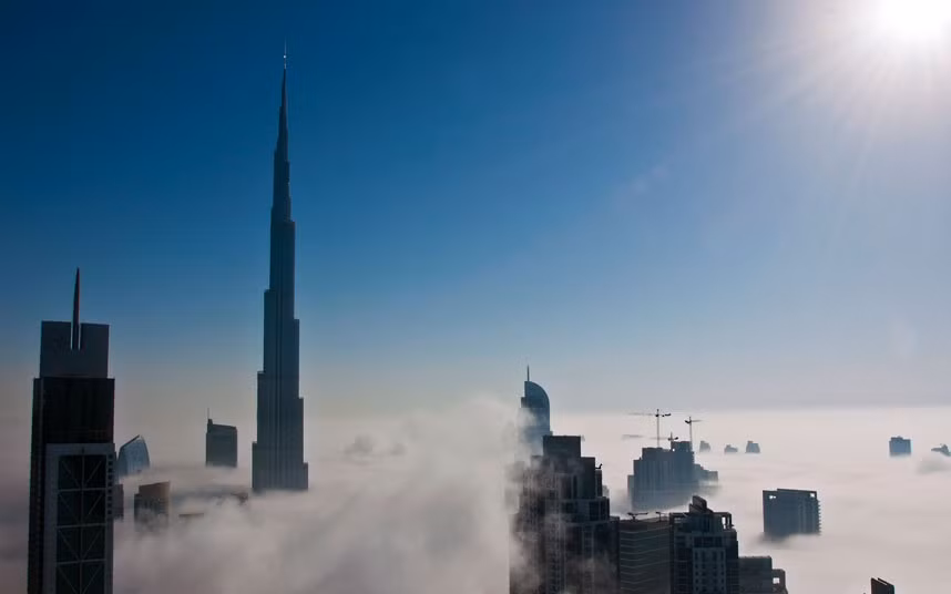 Photographer Shiva Menon snapped the Dubai skyline from above the fog in his apartment on the 52nd floor of the MBK Tower. The tops of the buildings - including Burj Khalifa, the world’s tallest structure - appear to rise eerily from the cloud.